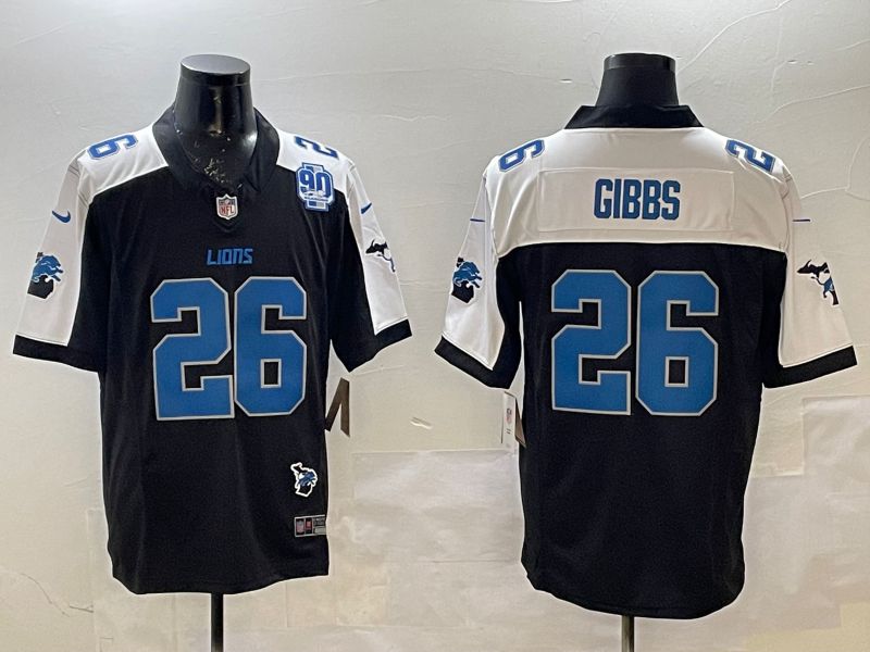 Men Detroit Lions #26 Gibbs Black Thanksgiving three generations 2025 Nike Limited NFL Jersey style 5